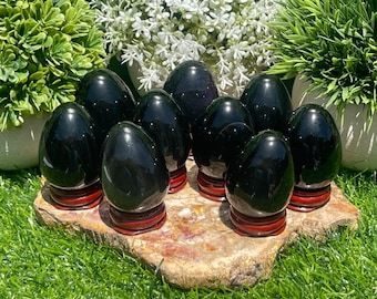 Rainbow Obsidian Egg with stand