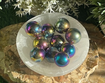 Mini esfera de obsidiana con aura de titanio