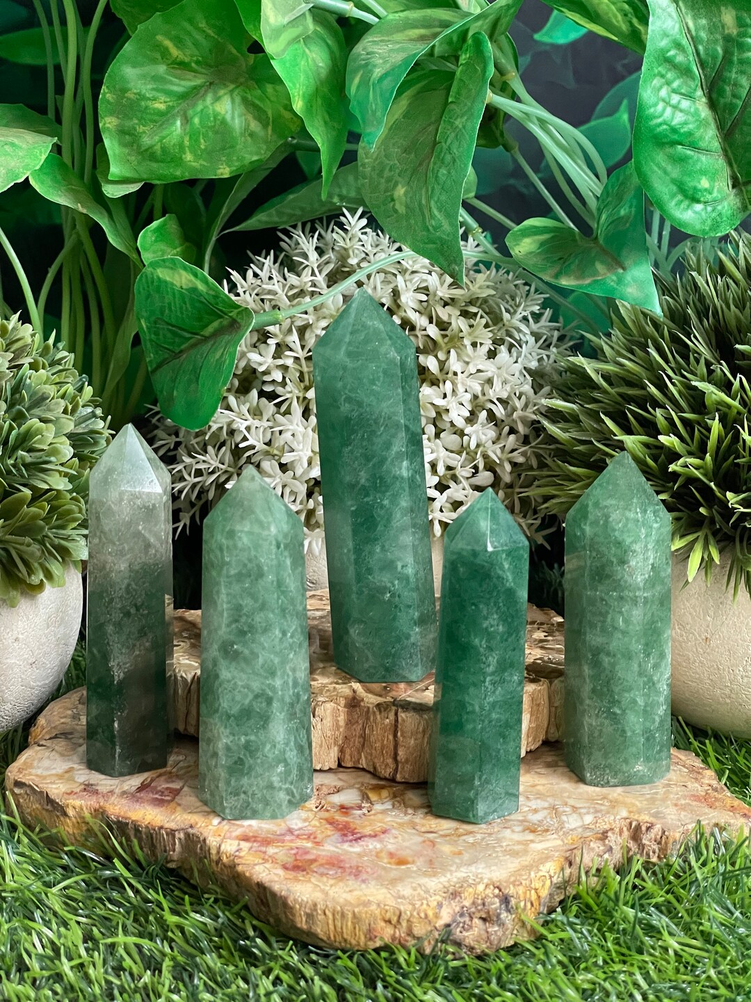 600G Green Strawberry Quartz Crystal Tower