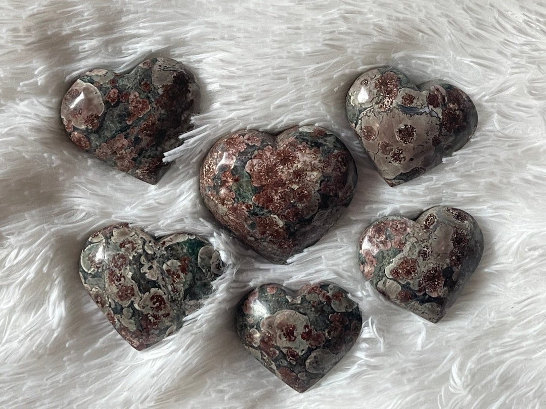 Rhyolite Green Flower Jasper Heart - Etsy