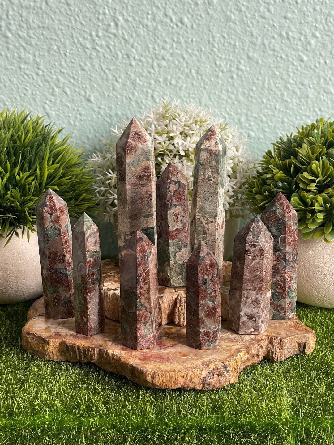 Rhyolite Green Flower Jasper Tower - Etsy