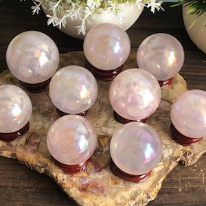 Small Rose Aura Quartz Sphere