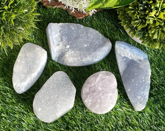 Polished Druzy Blue Chalcedony Cluster