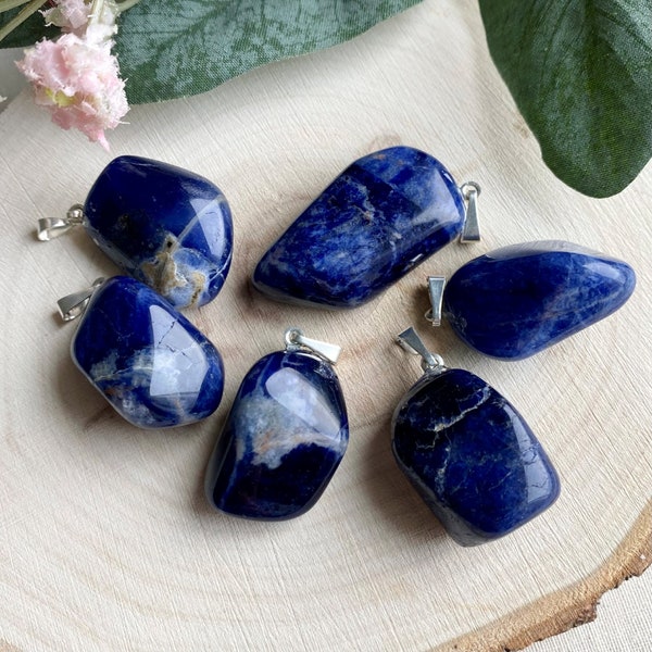 Natural Sodalite tumbled stone pendant