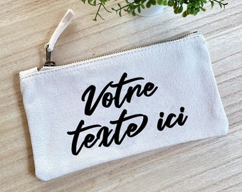 Petite pochette trousse en coton personnalisée avec votre texte : mariage, prénom, citation...