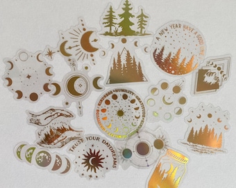 Set de 15 stickers autocollants holographiques dorés thème Nouvelle année lunaire