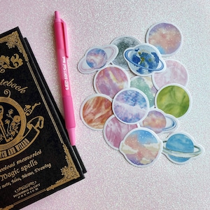 Set de 15 mini stickers autocollants planètes