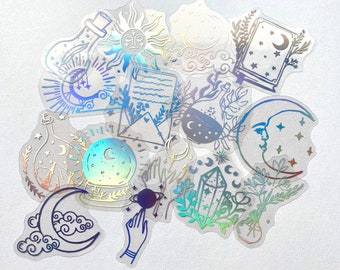 Set of 15 Magic theme holographic stickers