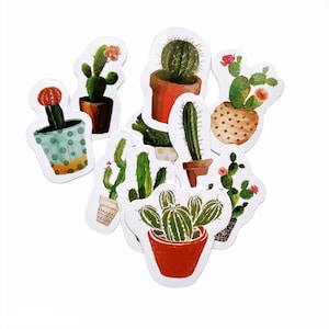 Set de 15 mini stickers autocollants cactus