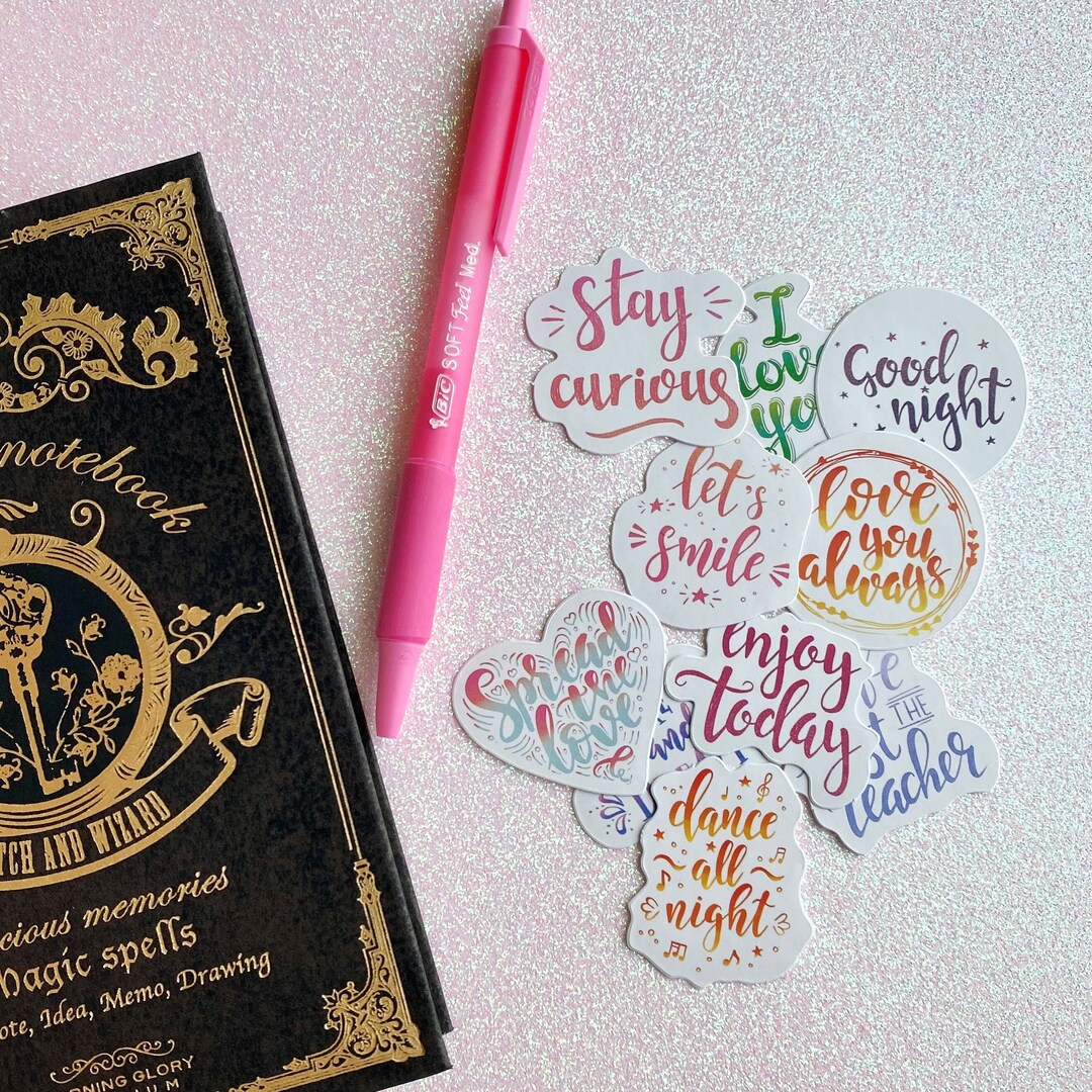Set of 10 Positive Text Mini Stickers Model 2 - Etsy