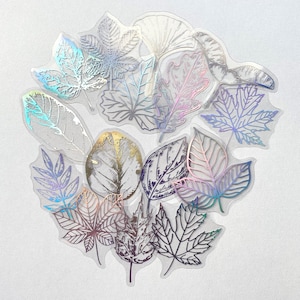 Set de 15 stickers autocollants holographiques Feuilles