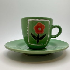 Schattige, handgeschilderde demitasse-/espressokopjes (paar)