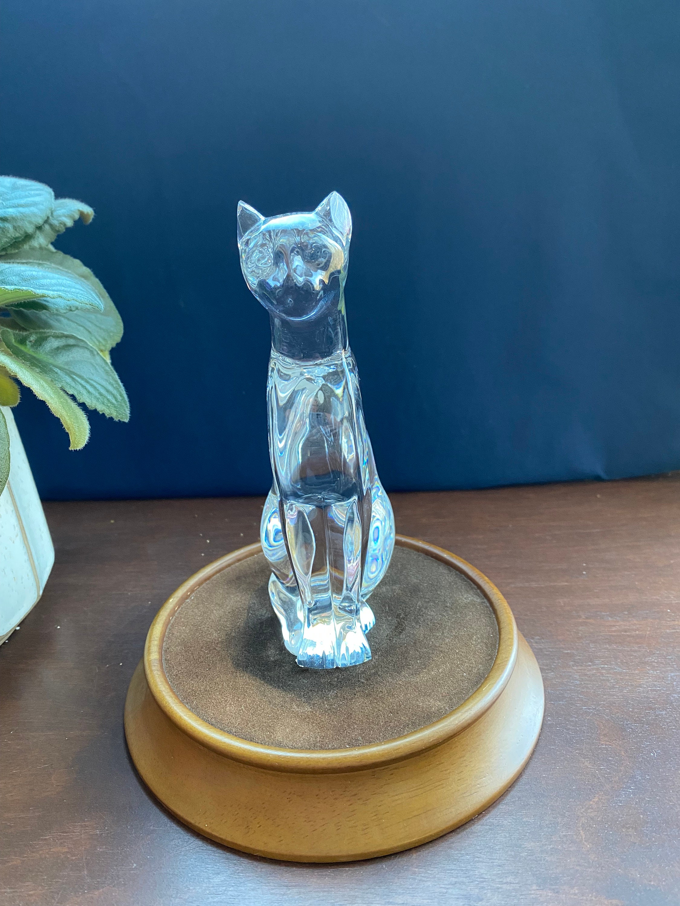 Vintage Baccarat Crystal Egyptian Cat Figurine Etsy