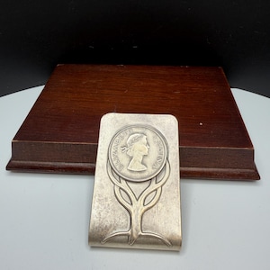 Vintage Balfur Queen Elizabeth II Geldklammer / versilberte Geldklammer / britische Münze