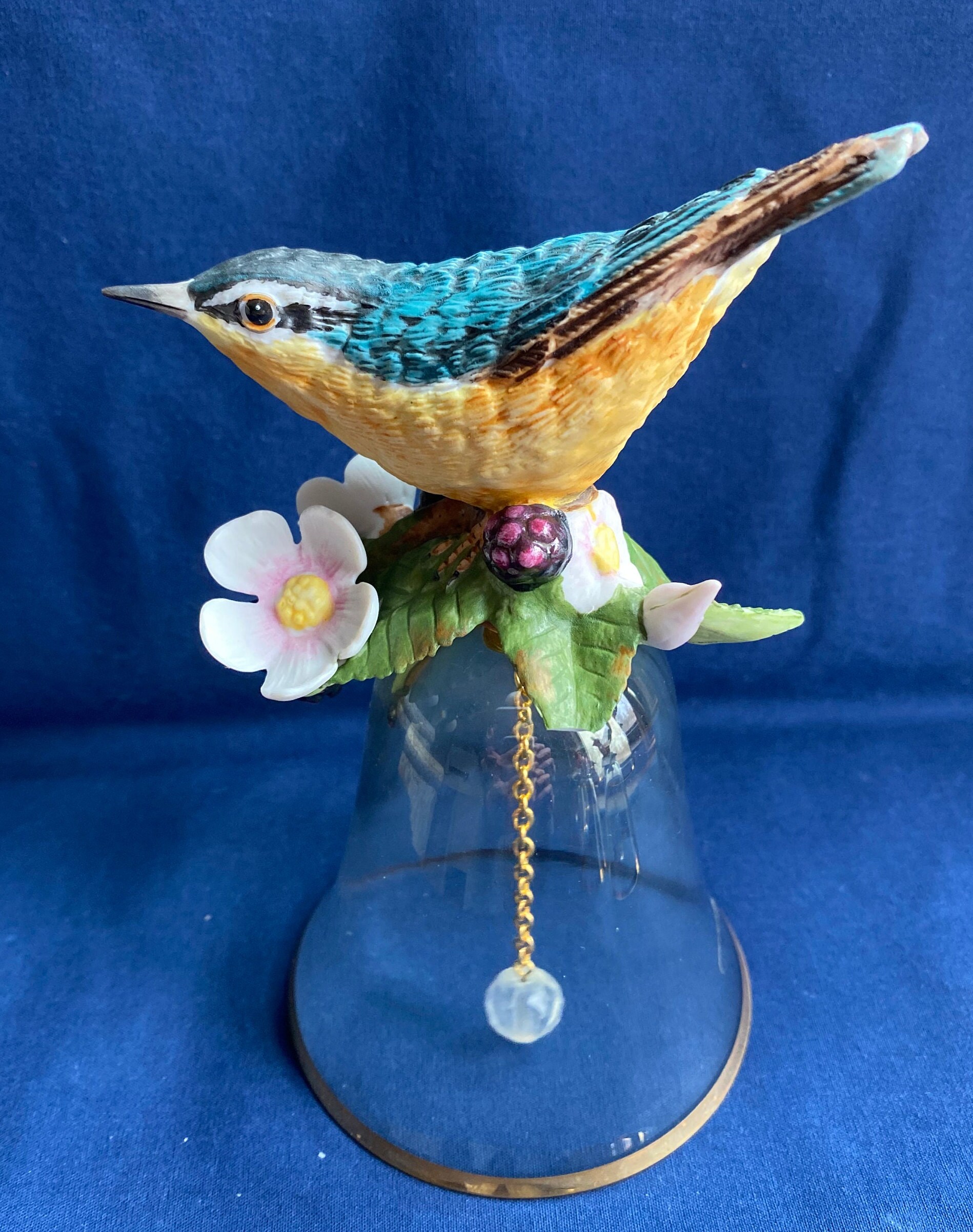Vintage Franklin Mint Leaded Crystal Porcelain Bird Bells Etsy