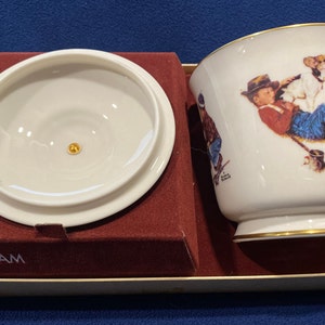 Norman Rockwell &quot;A Boy and his Dog&quot; Gorham fine china covered candy dish.
