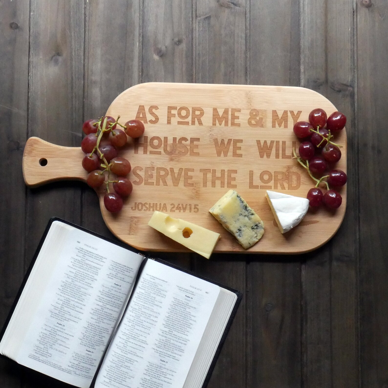 Christian Bamboo Cutting Board Bible Verse as for Me & My Etsy