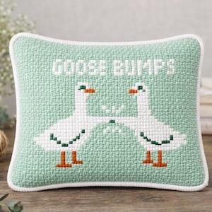 Goose Bumps Needlepoint Pattern | 4x6 Farmhouse Pillow Design (Digital Download)
