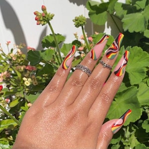 1. swirl | rasta | press on nails | cute nails | reggae