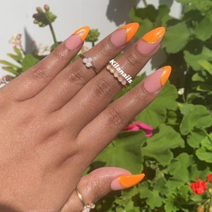 66. summer fall nails | Summer nails | press on nails | tangerine press ons |
