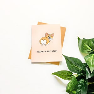 Tarjeta de agradecimiento de Corgi / Muchas gracias / Trasero de Corgi / Tarjetas de felicitación / Corgi lindo / Tarjeta de felicitación con juego de palabras Linda tarjeta kawaii para el Día de la Madre