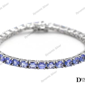 Natural Tanzanite Bracelet, 925 Sterling Silver, December Birthstone, Wedding Bracelet, Tanzanite Jewelry, Tennis Bracelet, Anniversary Gift