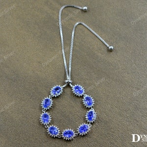 Natural Tanzanite Bracelet, 925 Sterling Silver, Adjustable Bracelet, December Birthstone, Tanzanite Jewelry, Women Jewelry Gift For Her