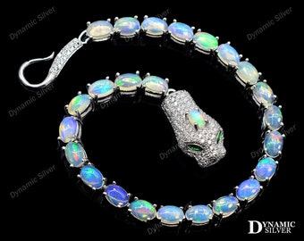 Natural Ethiopian Opal Bracelet/ 925 Silver Bracelet/ Opal Tennis Bracelet/ Cobra Gemstone Bracelet/ October Birthstone/Women Silver Jewelry