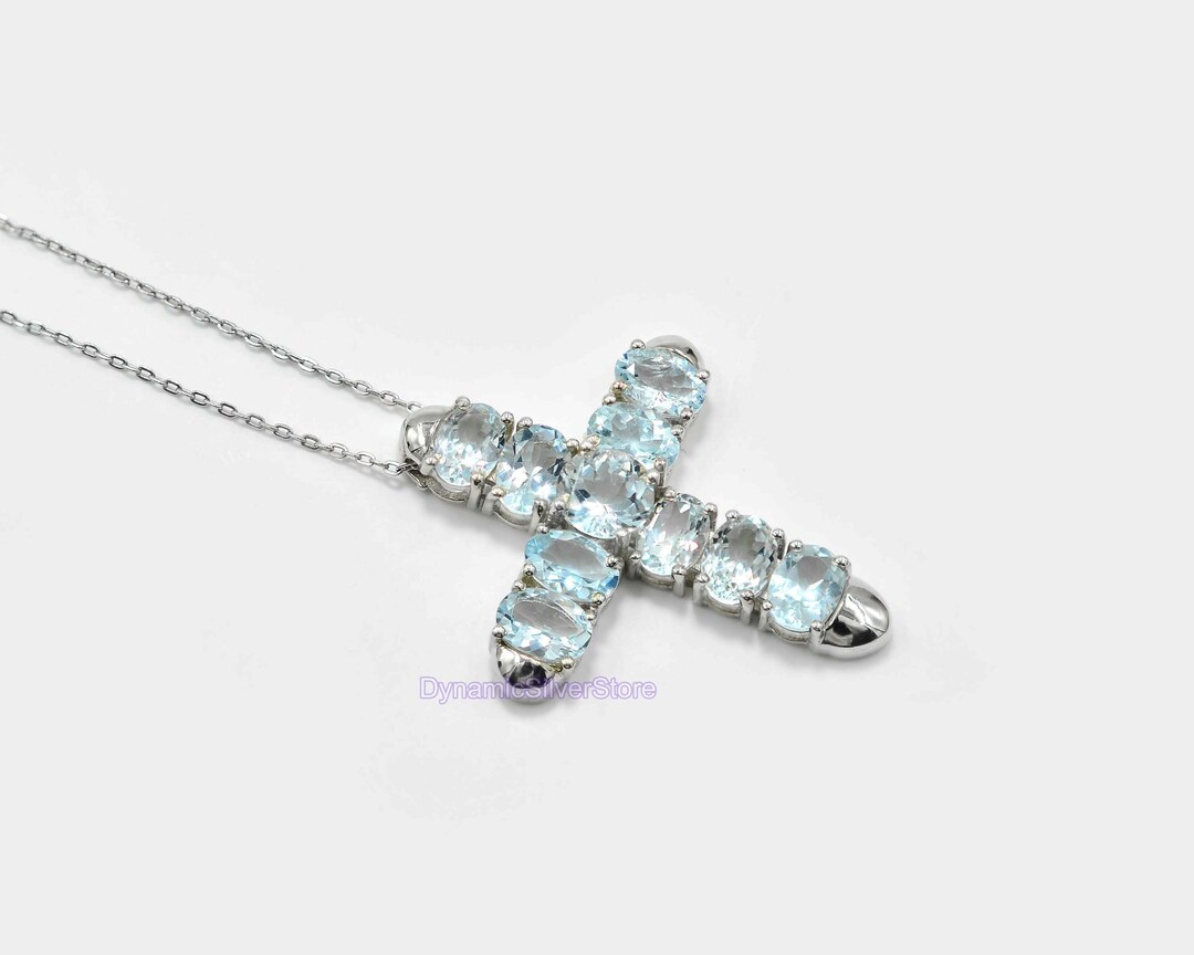 Aquamarine cross necklace deals