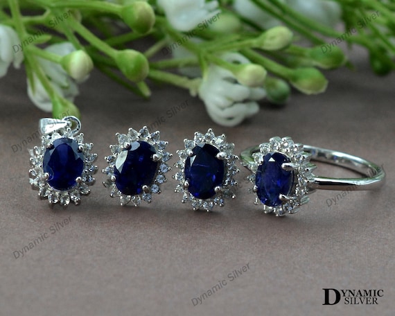 Iolite Jewelry Set Natural Iolite 925 Sterling Silver Iolite Ring