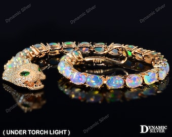 Natural Ethiopian Welo Opal  Bracelet\ 925 Sterling Silver\ Cobra Bracelet\ October Birthstone\ Unisex Bracelet\ Fire Opal Snake Bracelet