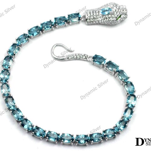 Natural London Blue Topaz Bracelet 925 Sterling SilverTennis Bracelet Cobra Bracelet shops December Birthstone Gift For Her Anniversary Gift