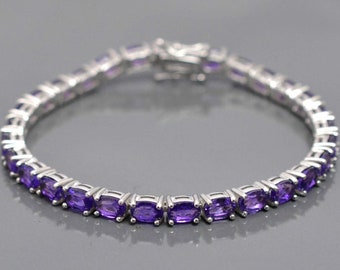 Natural Amethyst Bracelet\ 925 Sterling Silver\ Tennis Bracelet\ Gemstone Bracelet\ February Birthstone\ Wedding Bracelet\ Gift For Her