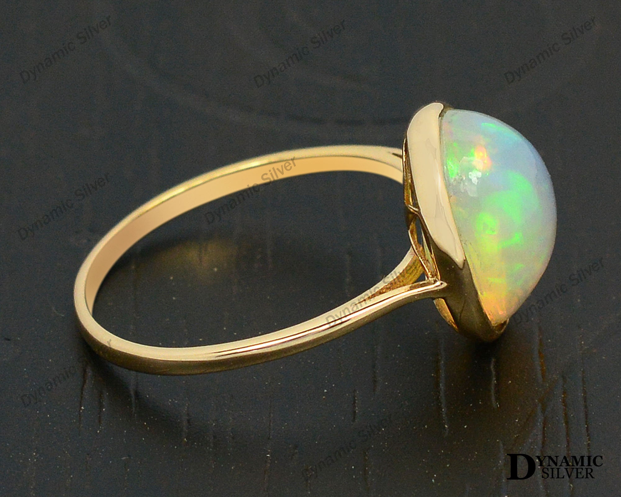 10x12mm Huge Natural Opal 14K Real Gold Ring Bezel Setting Etsy
