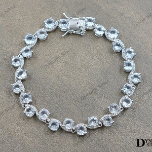 Natürliches Aquamarin Armband / 925 Sterling Silber / Tennis Armband / März Geburtsstein / Aquamarin Schmuck / Edelstein Armband / Geschenk für Sie