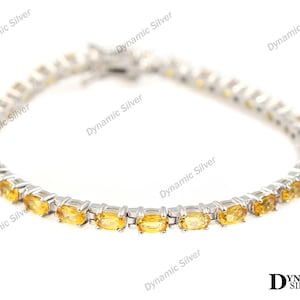 Natural Citrine Bracelet, 925 Sterling Silver, Tennis Bracelet, November Birthstone, Yellow Citrine Jewelry, Wedding Bracelet, Gift For Her