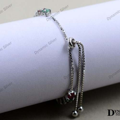 Natural Ruby, Emerald, shops Sapphire/ Multi Gemstone Tie Bracelet/ 925 Sterling Silver/ Adjustable Bolo Bracelet/ Wedding Jewelry/ Gift For Her