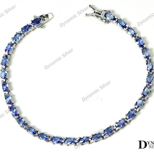 Natural Tanzanite Bracelet, 925 Sterling Silver, Tennis Bracelet, Tanzanite Jewelry, December Birthstone, Wedding Bracelet, Gift For Her
