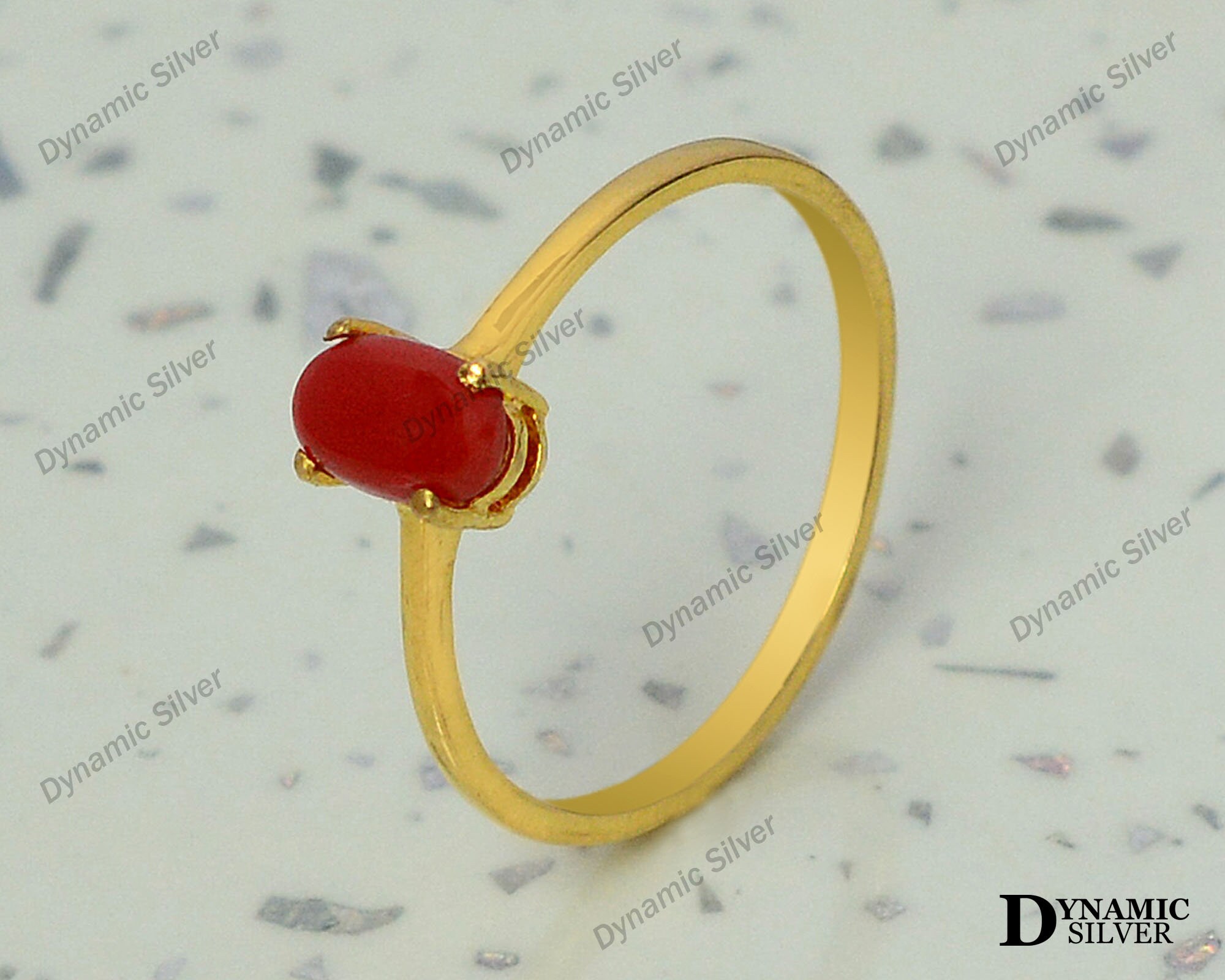 5.75 Ct Certified Natural Italian Red Coral Ring In 925 Sterling Silver