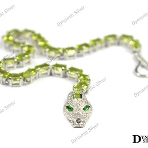 Gemstone Cobra Bracelet\ Natural Peridot Bracelet\ 925 Sterling Silver\ Peridot Tennis Bracelet\ August Birthstone\ Men & Women Bracelet