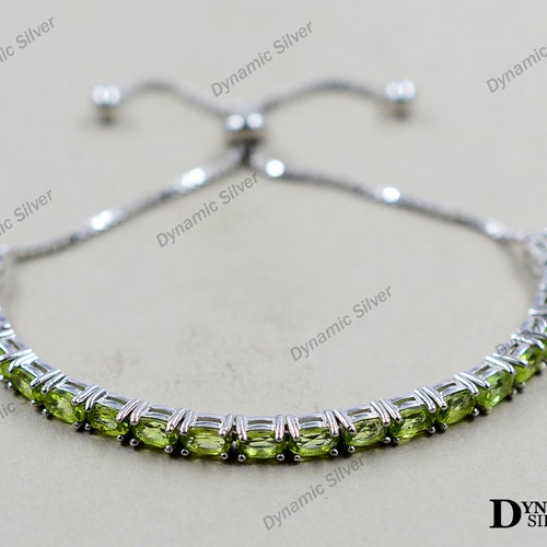 925 Sterling Silver/ Natural Peridot Bracelet/ Tie Adjustable Bracelet/ Green Peridot Bracelet/ August Birthstone/ Wedding shops Silver Jewelry