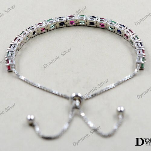 Natural Ruby, Emerald, shops Sapphire/ Multi Gemstone Tie Bracelet/ 925 Sterling Silver/ Adjustable Bolo Bracelet/ Wedding Jewelry/ Gift For Her