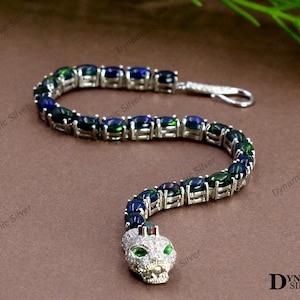 Natural Ethiopian Welo Black Opal Bracelet\ 925 Sterling Silver\ Tennis Bracelet\ Opal Cobra Bracelet\ Wedding Bracelet\Gift For Girlfriend.