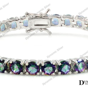 Natural Mystic Topaz Bracelet, 925 Sterling Silver, Tennis Bracelet, November Birthstone, Gemstone Bracelet, Wedding Bracelet, Gift For Her