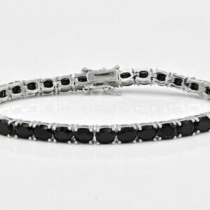 Women Silver Bracelet \Natural Black Spinel Bracelet\ 925 Sterling Silver\ Tennis Bracelet\14K Rose Gold Vermeil\ August Birthstone Bracelet