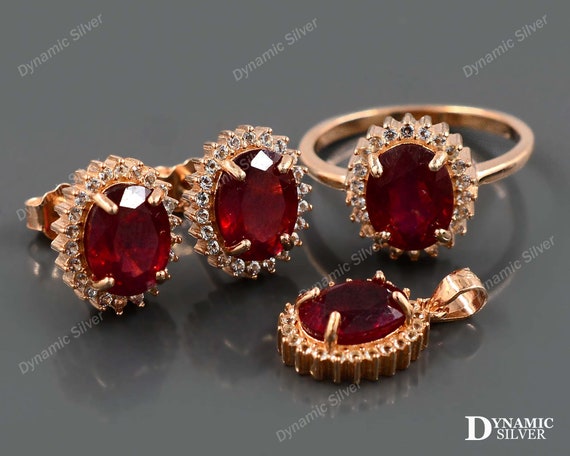 Natural ruby jewelry best sale set