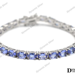 Natural Tanzanite Bracelet, 925 Sterling Silver, Tennis Bracelet, December Birthstone, Silver Jewelry, Wedding Bracelet, Gift For Birthday