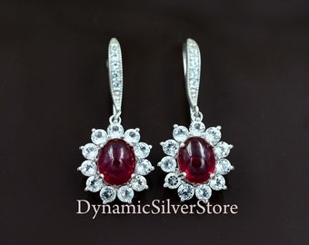 Genuine Ruby Earring\ 925 Sterling Silver\ Silver Jewelry\ Wedding Earrings\ Engagement Earrings\ Jewelry For Bridal\ Gift For Girlfriend