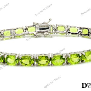 Peridot Tennis Bracelet\ Natural Peridot Bracelet\ 925 Sterling Silver\ August Birthstone\ Silver Jewelry\ Anniversary Bracelet\Gift For Her