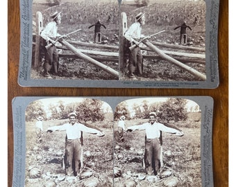 Stereocard 1897 Black Americana Farmer Humor Stereoview Card